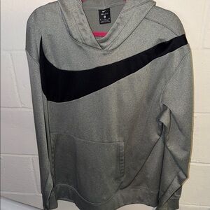 Nike Men's Gray Hoodie with Black Swoosh